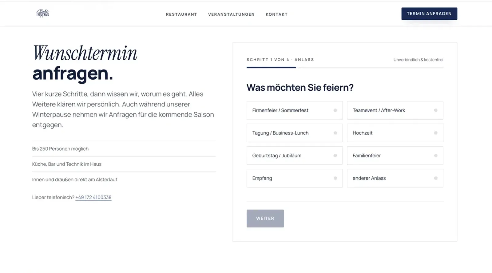 Website Café Leinpfad